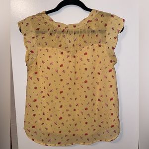 Monteau Yellow Floral Blouse Size M